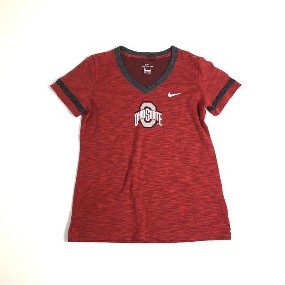 Nike Tee‎ Women’s S Ohio State Buckeyes V-Neck Short Sleeve T-Shirt Red C109 - Picture 1 of 6